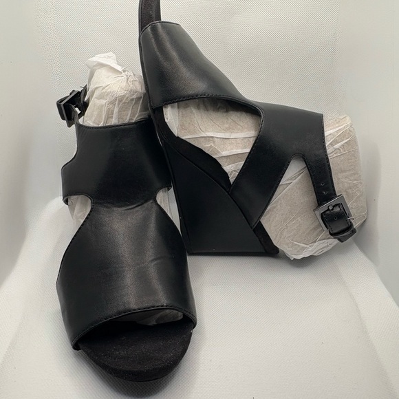 Black Wedge Sandals - Picture 1 of 5
